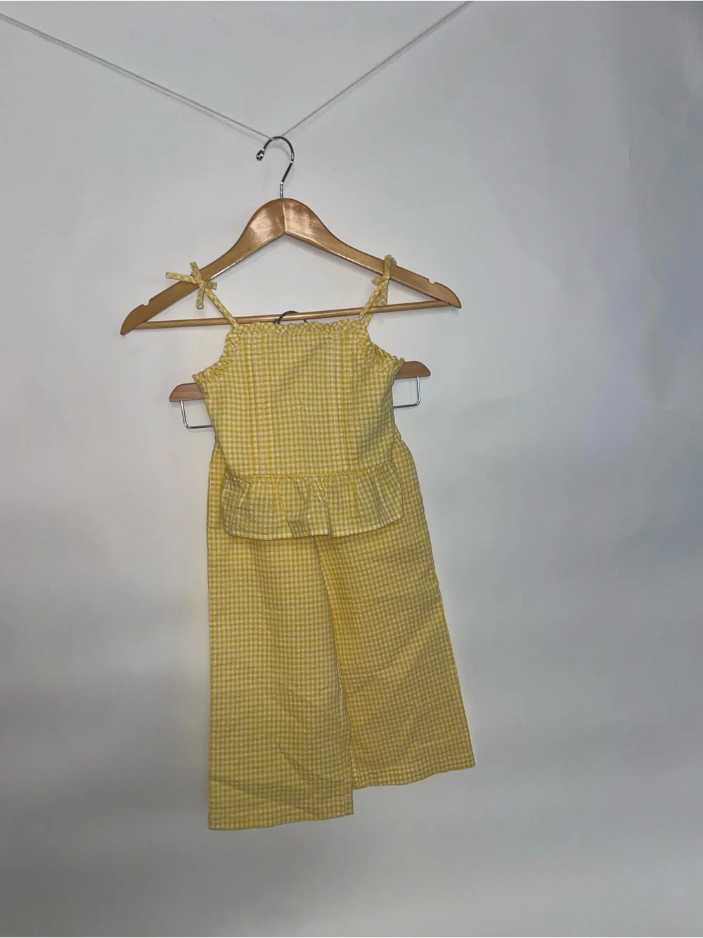 Ralph Lauren Yellow Gingham Peplum Jumpsuit size 4